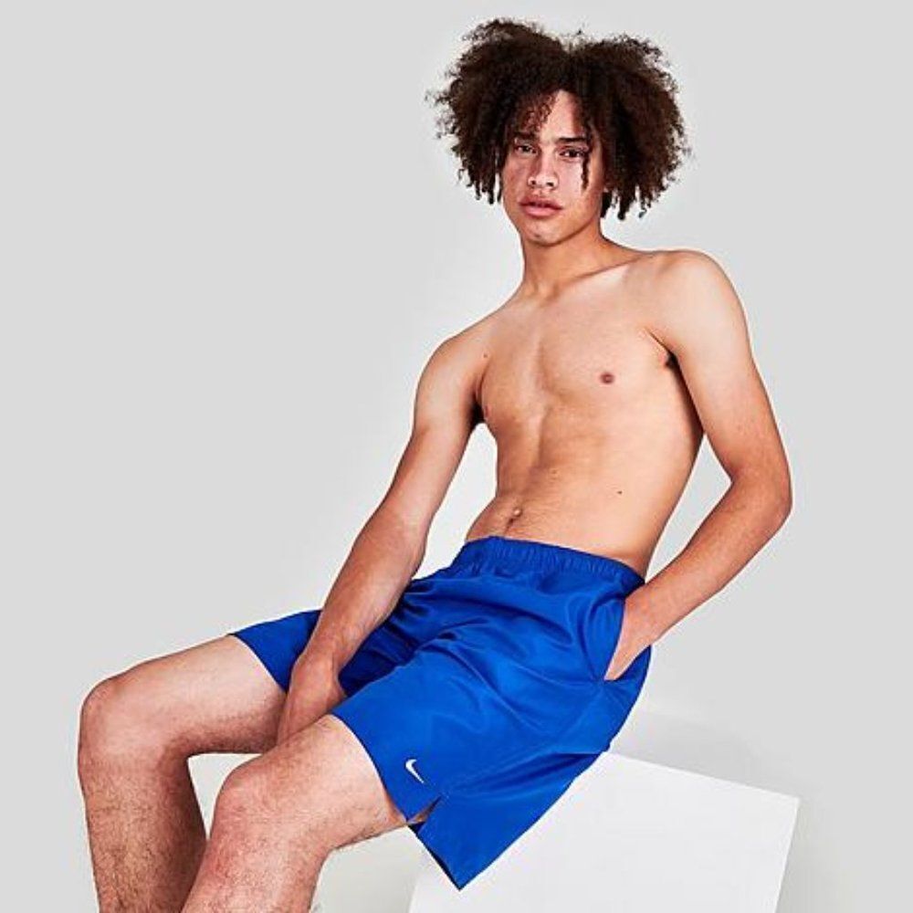 Nike Men's Solid Lap 9" Volley Swim Blue Shorts Size Small